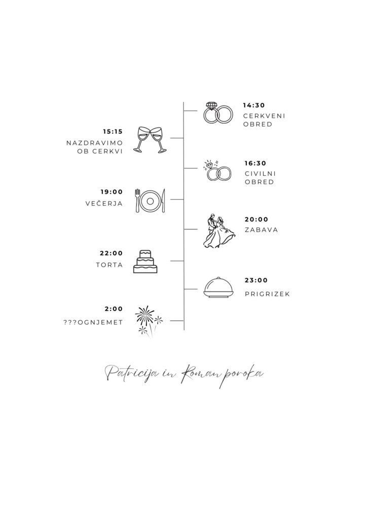 black and white simple minimalist wedding timeline planner 2